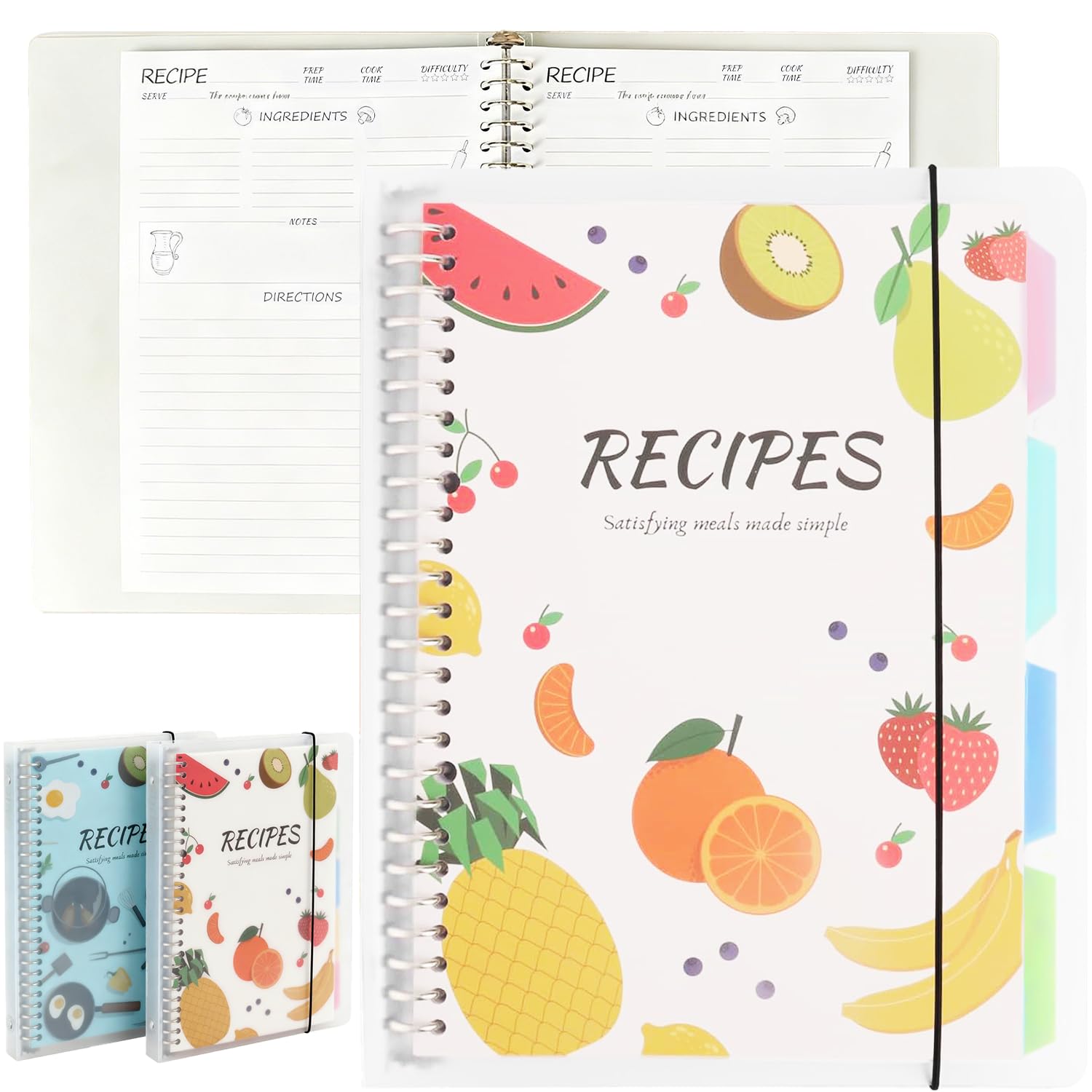 EnjoyThink Recipe Book for Own Recipes, A4 Blank Recipe Book, Recipe Journal Waterproof Cooking Notebook for 160 Recipes, Cookbook with Stickers to Organize Your Family Recipe Cooking Gifts (White)