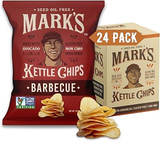 MARK’S Kettle Cooked Avocado Oil Potato Chips, BBQ – Gluten Free and Seed Oil Free | Barbecue, 1 oz (Pack of 24) | Non-GMO, Chips for Clean & Healthy Snacking