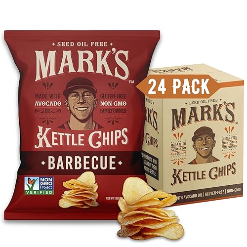 MARK'S Patatas fritas con aceite de aguacate cocido, barbacoa, sin gluten y sin aceite de semillas | Barbacoa, 1 oz (paquete de 24) | Sin OMG, chips