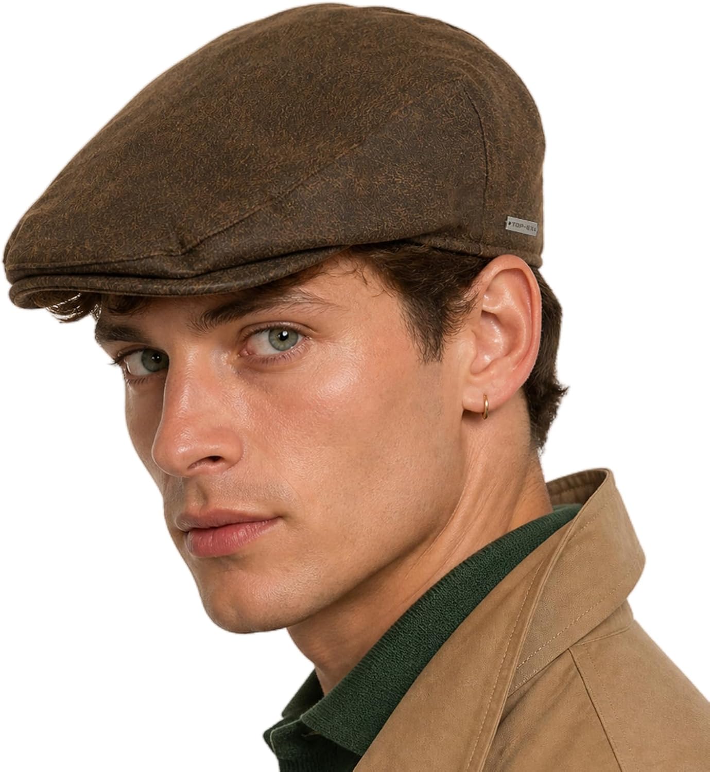 Men's Waterproof Newsboy Cap for Big Heads Flat Hat Winter Rain