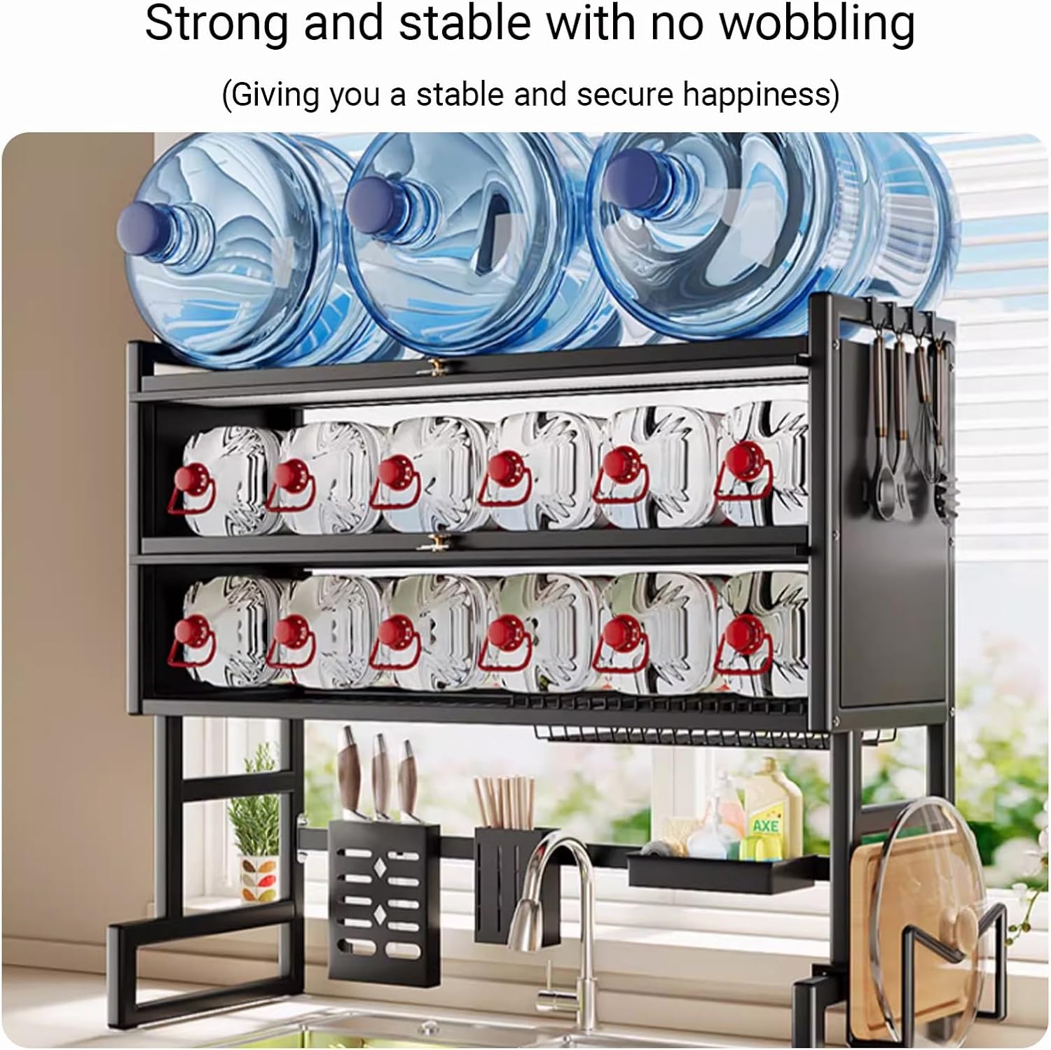 Large Over-Sink Dish Drying Rack with Cover - Space-Saving Kitchen Organizer for Dishes, Glasses, Bowls & Cutlery - 25.5in (65cm) - Maximize Kitchen Storage & Efficiency!