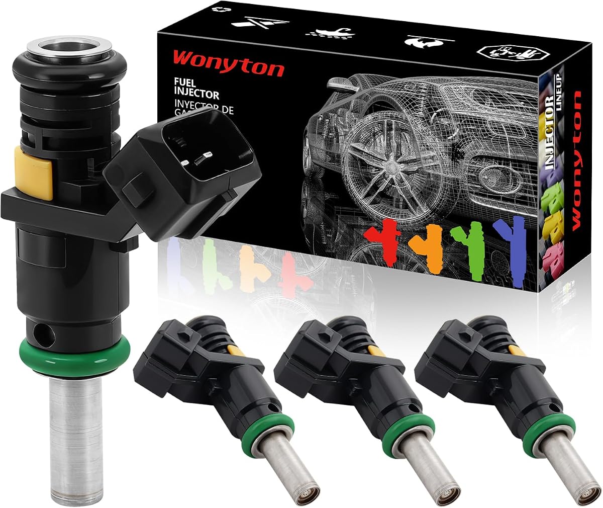 8M6002428 4pcs Fuel Injectors Nozzles 8 Holes Replacement for Mercury Mariner Outboard 65HP 75HP 80HP 90HP 100HP 115HP 4-Stroke for Mercruiser 4.5L MPI 200HP 250HP