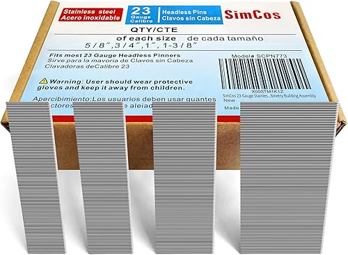 Clavos de acero inoxidable de calibre 23 (58 pulgadas, 34 pulgadas, 1 pulgada, 1-38 pulgadas), varios 4 tamaños para clavos neumáticos o eléctricos