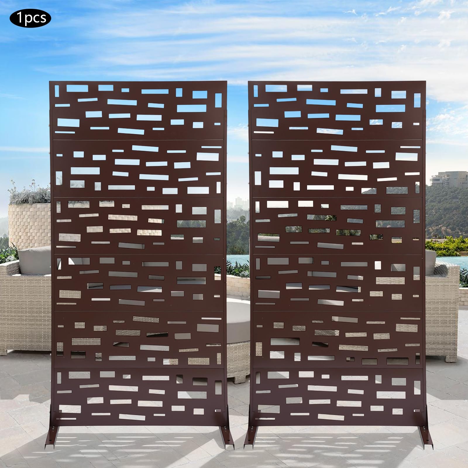 Panneau brise-vue métallique décoratif pour terrasse balcon jardin 6 pièces | Métal renforcé résistant à la corrosion