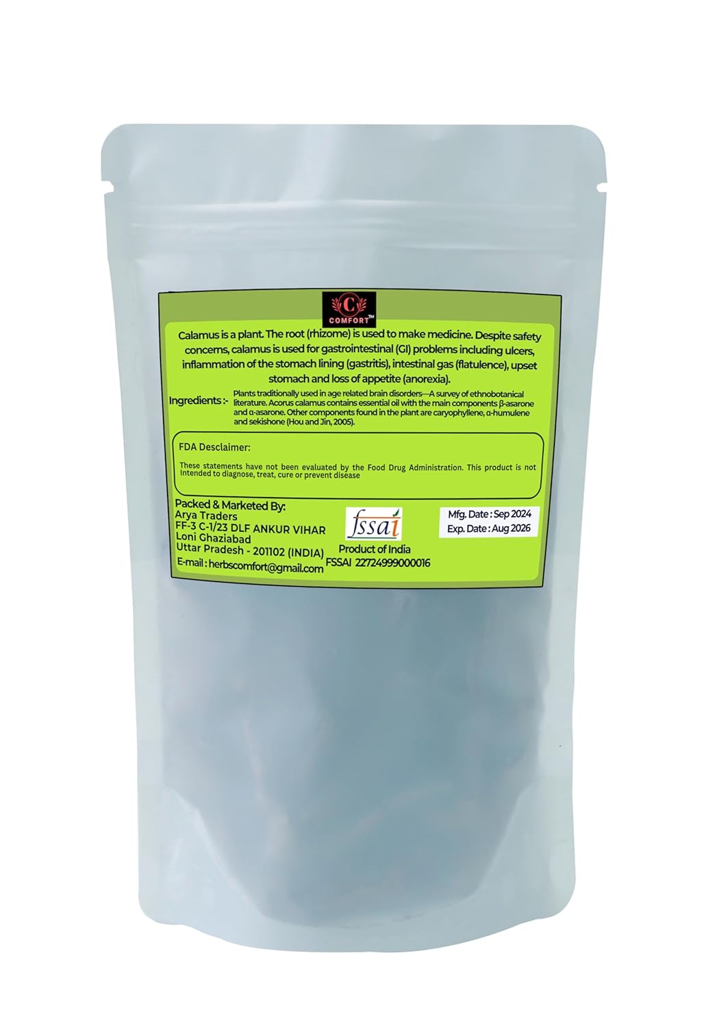 COMFORT TM - 5.2 Ounce Organic Calamus Root Whole Loose Dried Herb for Skin, Stomach Health Benefits Herbal Tea - Image 3