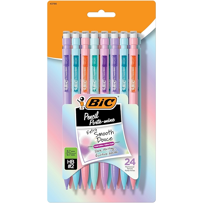 BIC 极细顺滑炫彩彩色自动铅笔（24支装）