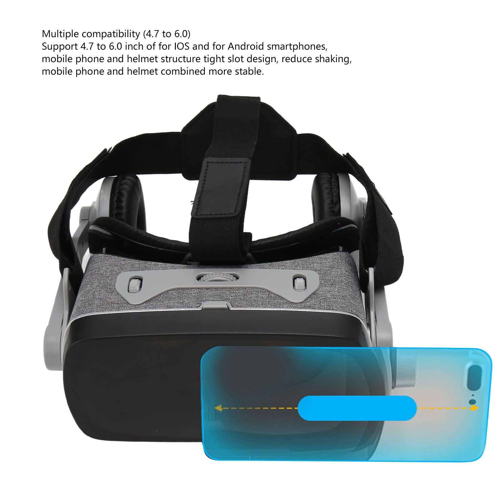 Bewinner Occhiali 3D per Cuffie VR Universali per Telefoni, Occhiali per realtà Virtuale con Lenti Anti Luce Blu per Film e Giochi, Smartphone da 3,5-7 Pollici Compatibili con Archetto Regolabile