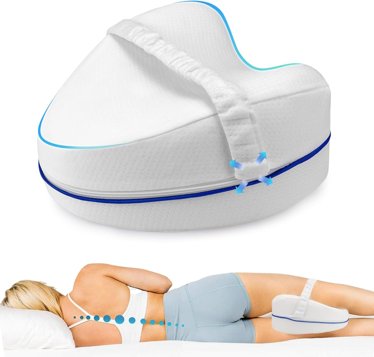 Kawaology Coussin de Genou pour Les Personnes Dormant sur Le côté I Coussin orthopédique pour Les Jambes pour Un Sommeil sans Douleur I Coussin de positionnement Ergonomique en Mousse