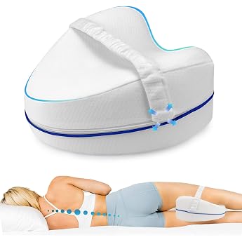 Knee Pillow for Side Sleepers Orthopaedic Leg Pillow for Painless Sleep Ergonomic Positioning Pillow Made of Visco-Elastic Memory Foam Breathable Cover