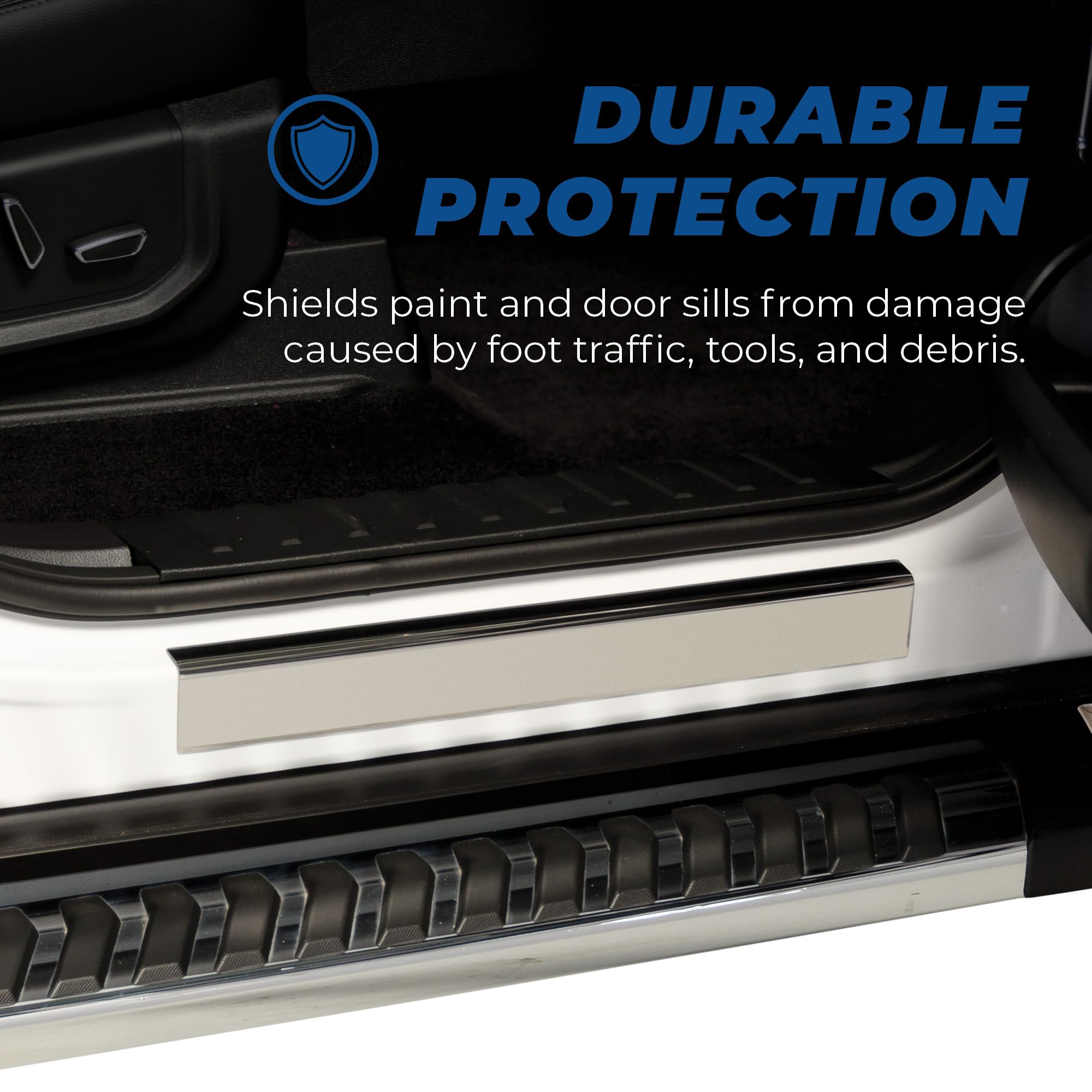 Putco Chevrolet Bowtie Door Sill Plates - Black Stainless Steel Protection For Silverado 2019-2025