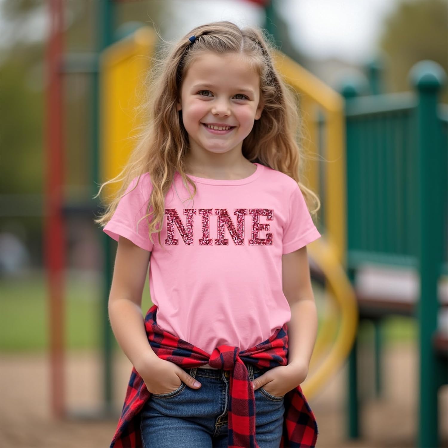 Birthday Girl Shirt 6th 7th 8th 9th Girls Birthday Tshirt Kids Bday Party Outfit Sequin Glitter Embroidery Tee Tops - Image 2