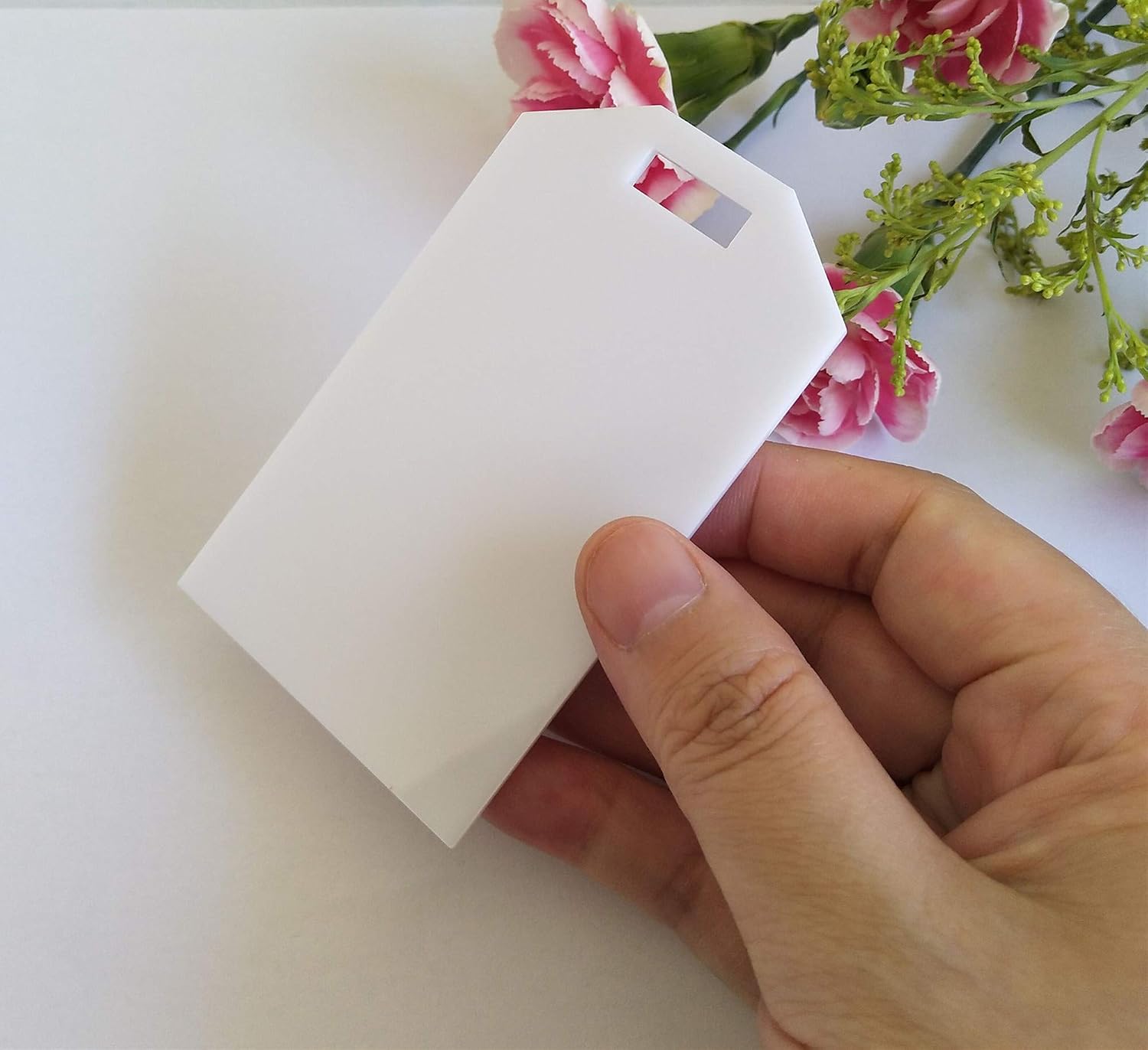 10pcs Laser Cut Reserved Tags, Luggage Tag Wedding Place Cards, Acrylic Reserve Seating Tag, Blank Keychain (White)
