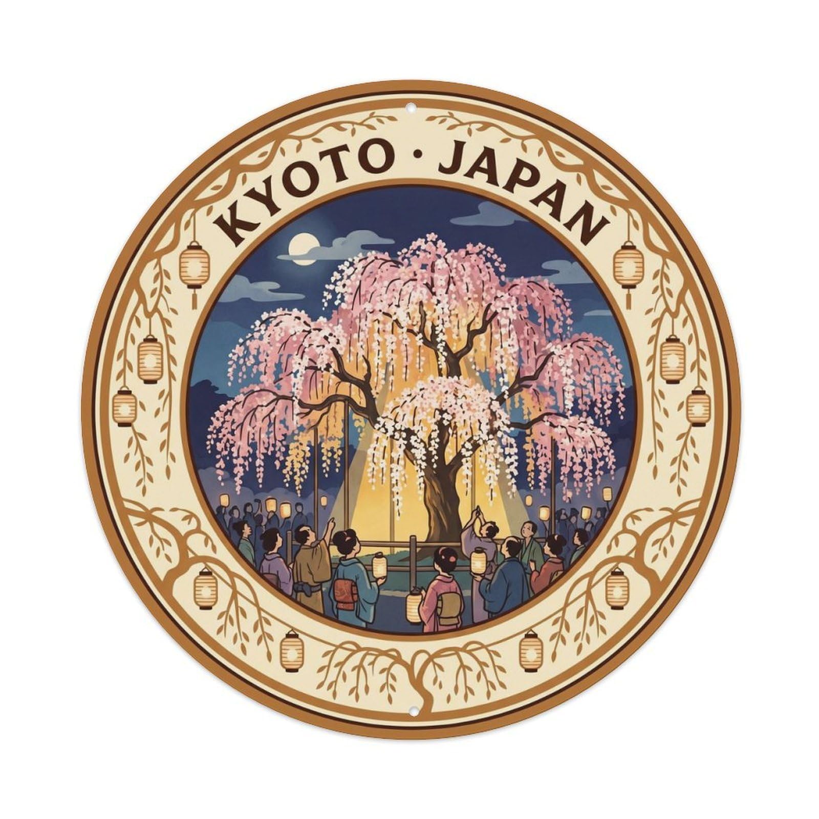 Kyoto Maruyama Park Weeping Cherry City Landmark Street Metal Tin Sign