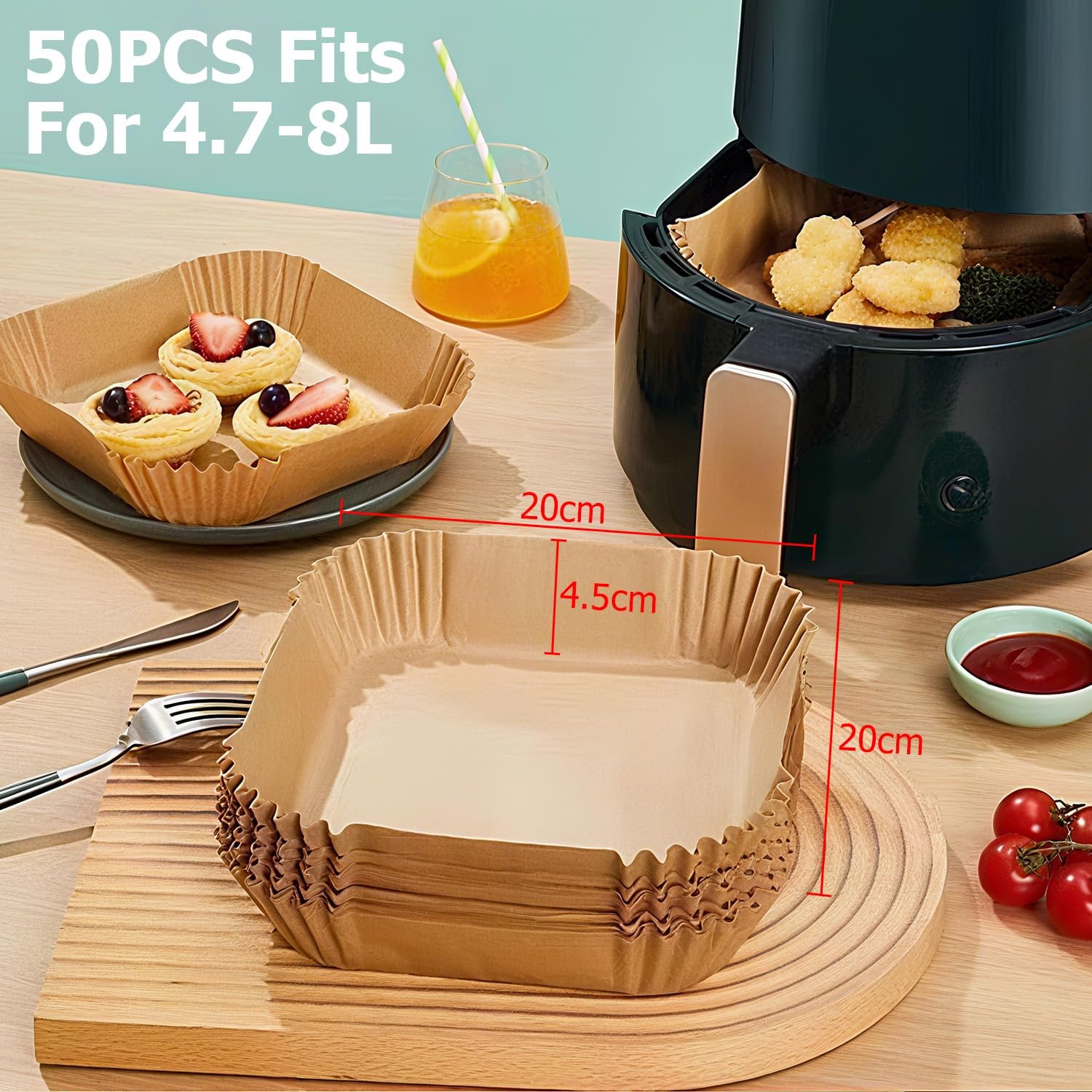 Hot Air Fryer Accessories 20.5 cm, Airfryer Accessories Compatible with Philips Airfryer XL 6.2 L, Cosori 5.5 L 4.7 L, 6 L, 6.2 L, Cecotec 6 L Airfryer Silicone Mould Pot, Reusable Air Fryer image 5