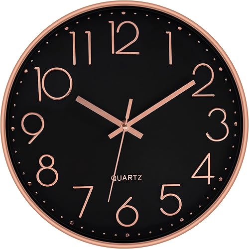 Miniatura 23 de Foxtop - Reloj de pared de 14 pulgadas, grande, silencioso, sin tictac, funciona con pilas, redondo, de cuarzo, moderno, decorativo, para oficina,