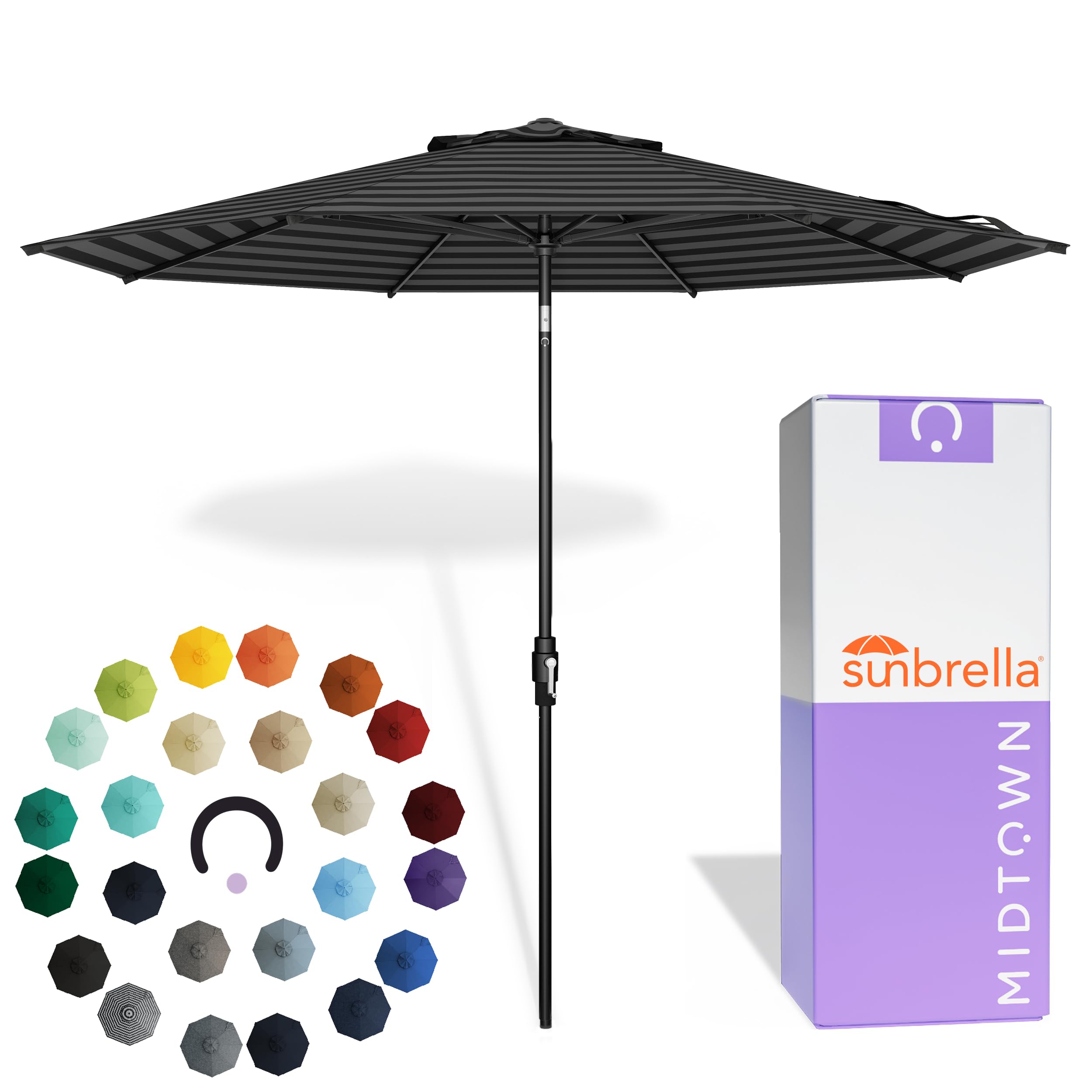 black patio umbrella sunbrella fabric Amazon.com : Midtown Umbrellas – The Swilt 9 Ft Patio Umbrella with 360°  Swivel & Tilt Mechanism, Sunbrella Fabric & 8 Fiberglass Ribs – Outdoor  Umbrella for Deck, Pool & Cafes –