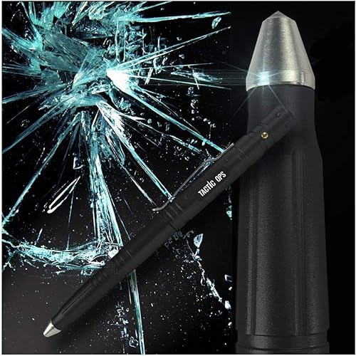 Miniatura 3 de Tactic Ops - Bolígrafo táctico de defensa personal + linterna LED, abridor de botellas, rompevientos multiherramienta para equipo de supervivencia