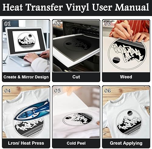 Miniatura 6 de Flasoo Rollo de vinilo de transferencia de calor rojo  Rollo de vinilo HTV rojo de 12 pulgadas x 24 pies para camisas, vinilo para planchar para