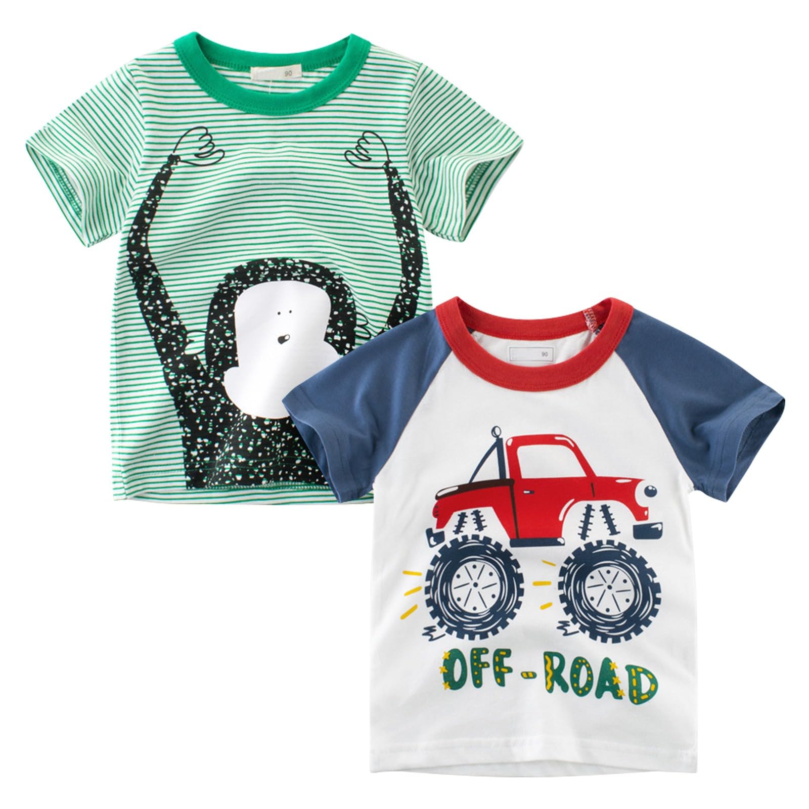 TABNIX Boys' 4-Pack Space Guitar Short Sleeve Crewneck T-Shirts Top Tee 2-7 Years Toddler Boys' Value Pack Cotton T-Shirt