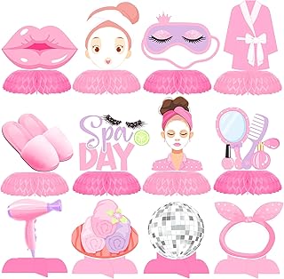 Spa Day Honeycomb Centerpieces Spa Party Decorations Makeup Party Table Centerpieces Spa Birthday Party Supplies for Girls Slumber Sleepover Party Decor