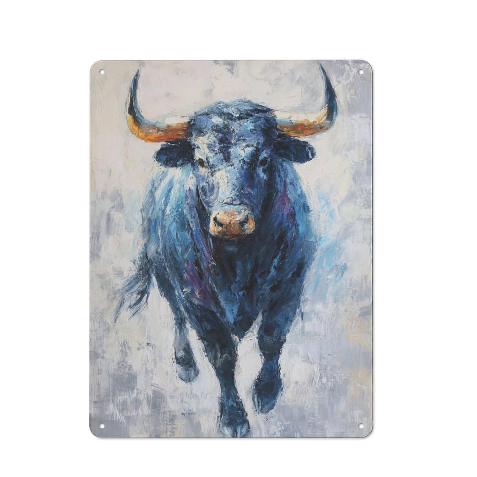 Junmoney Blue Bull Power Industrial Retro Metal Sign 40X30cm, Shed Wall Plaque For Garage, Workshop, Shed Or Utility Room