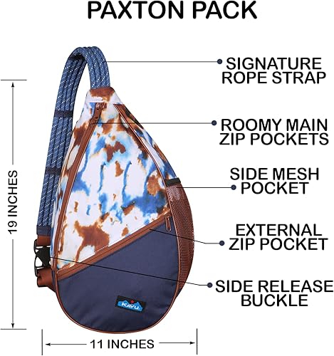 Miniatura 6 de KAVU Paxton Pack Mochila Mochila Bolsa de cuerda, Tierra Cielo Tie Dye, Compacto