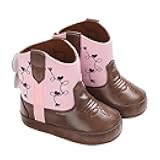 Baby Infant Toddler Girls Leather Western Boots Cowboy Bootie Soft Sole Non Slip Shoes Little Girl Size 12 Booties
