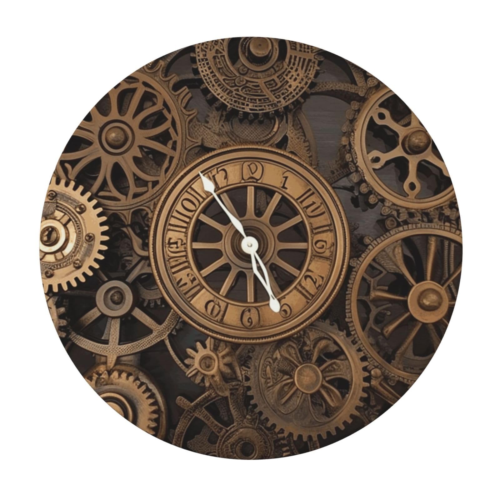COWMGHLDFL Round Table Cover Spill-Proof Table Cloth 48"-54" Steampunk Gears Clock Tablecloths Wrinkle Free Table Cloths Waterproof Tablecover for Dining Party Wedding