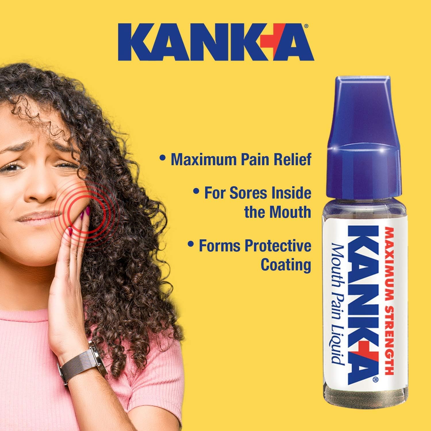 Kank-A Mouth Pain Liquid, Maximum Strength, 0.33 Fl Oz – Canker Sore Medicine, Includes Applicator, Forms Protective Coating for Mouth Sores, Maximum Pain Relief