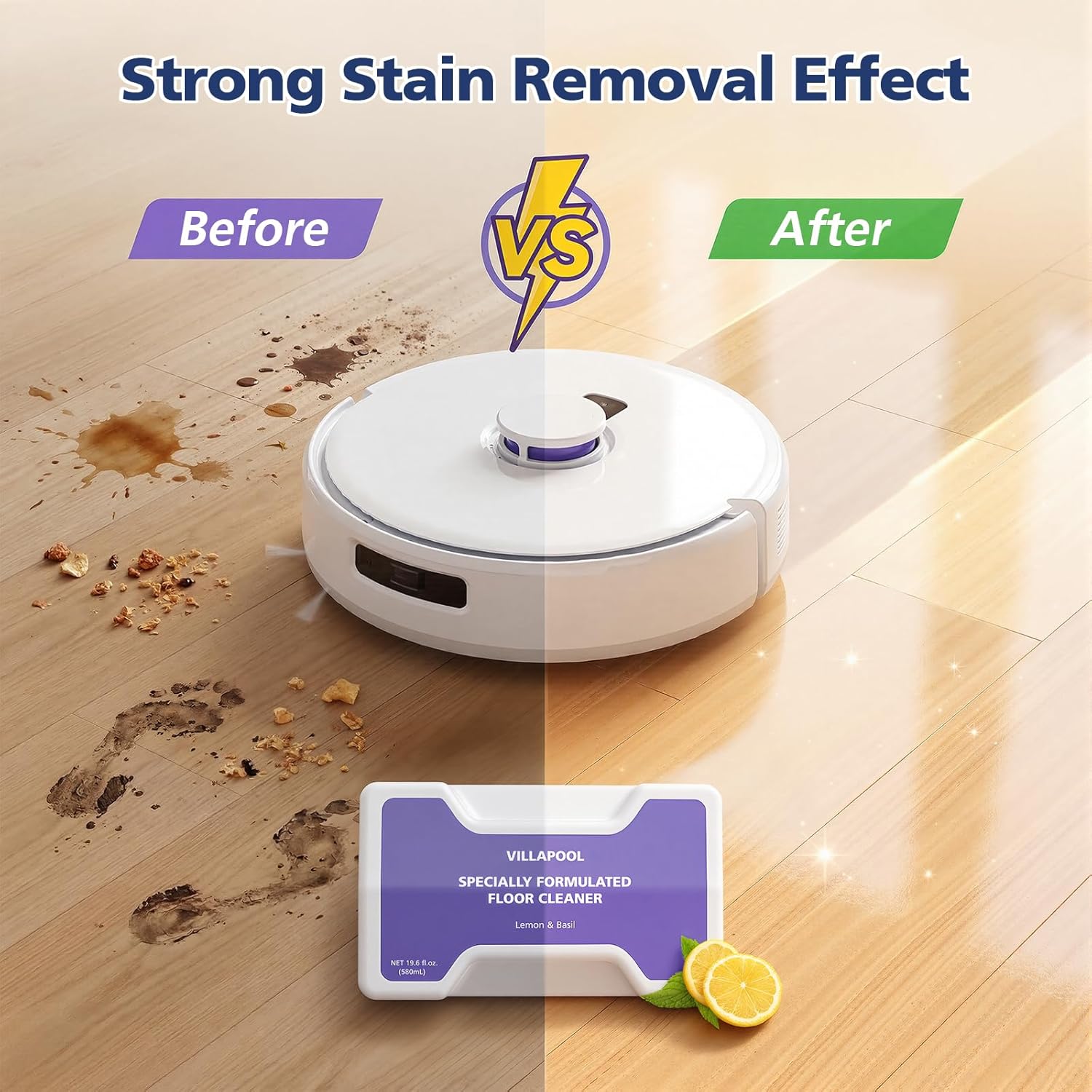 Cleaning Solution Compatible with NARWAL Robot Freo Z Ultra/Freo Z10 /Freo Z10 Ultra Vacuum and Mop, Multi-Surface Floor Detergent Cleaner, 580mL, 2 Pack