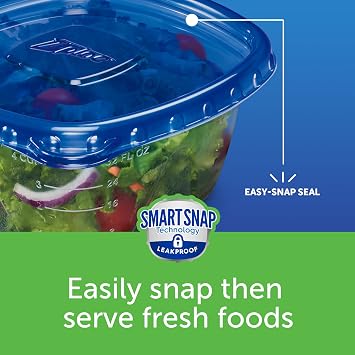 Ziploc Food Storage Meal Prep Containers Reusable for Kitchen Organization, Smart Snap Technology, Dishwasher Safe, Mini Square, 8 Count
