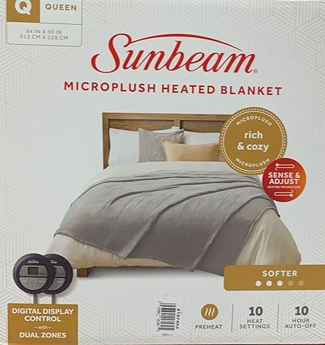Miniatura 4 de Sunbeam Microplush Queen - Manta térmica eléctrica con función de precalentamiento, dos controladores digitales, 10 ajustes de calor, apagado