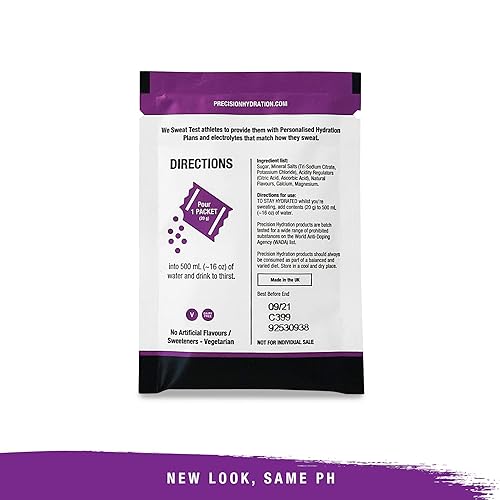 Miniatura 4 de Precision Hydration Mezcla de bebidas electrolíticas, polvo de electrolitos multifuerza totalmente naturales, combate los calambres, sin gluten,