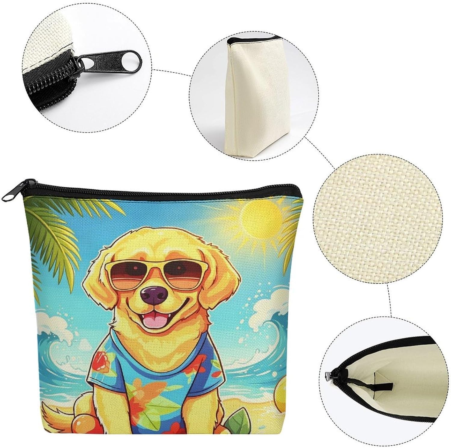 Summer Golden Dog Makeup Bag Cosmetic Pouch Toiletry Bag image 3