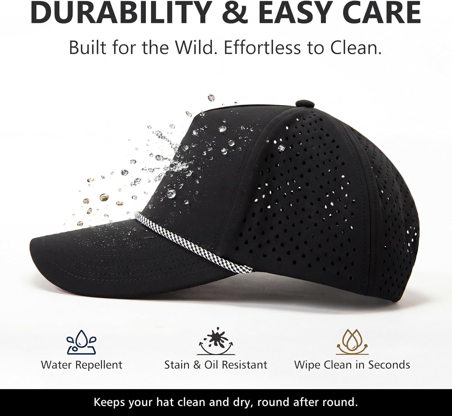 TOP-EX UVCOOLIX™ Instant Cooling Golf Rope Hats – Unisex Waterproof Stain Resistant Breathable UPF 50+ – Big Head XL XXL