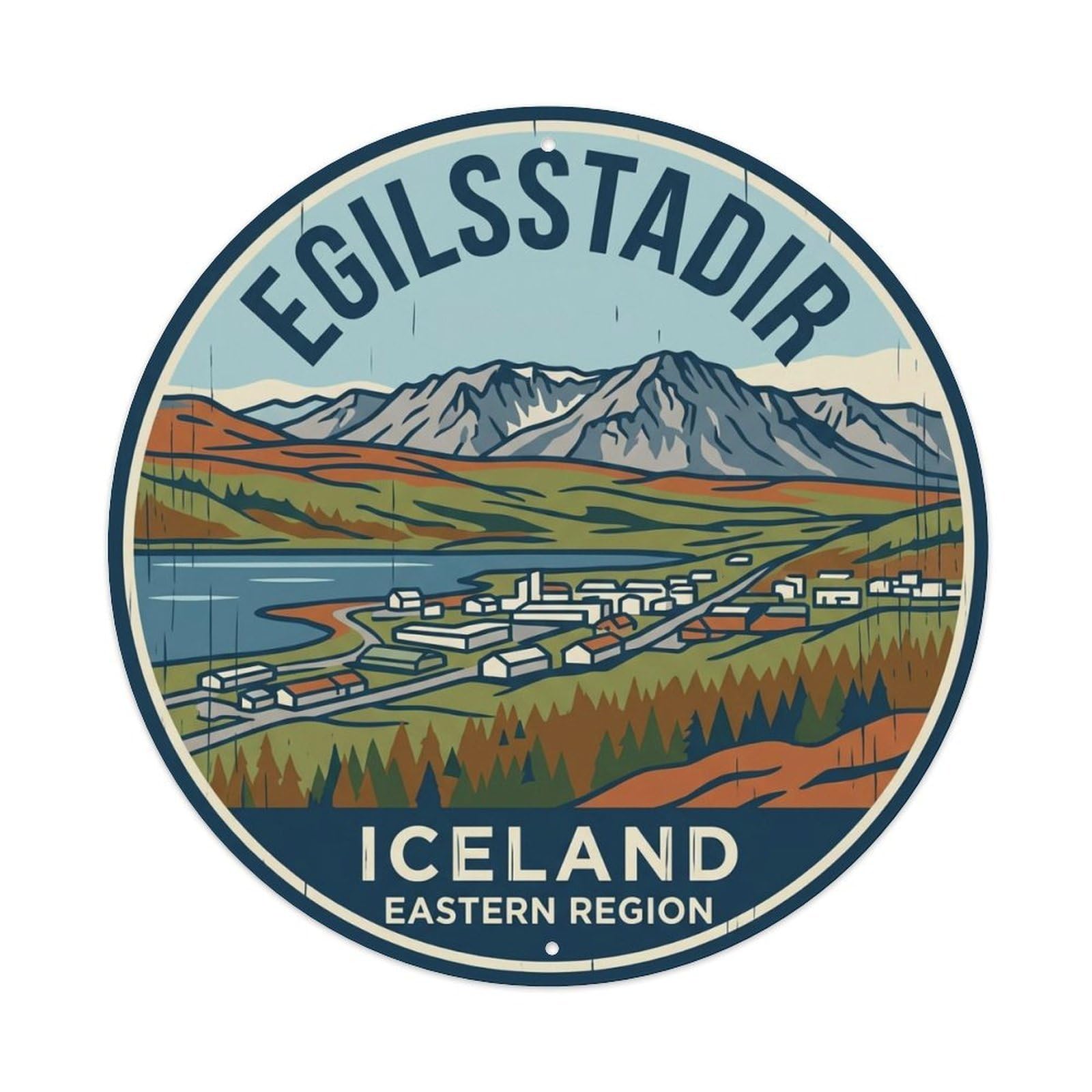 Vintage Travel Egilsstadir Iceland East Metal Tin Sign