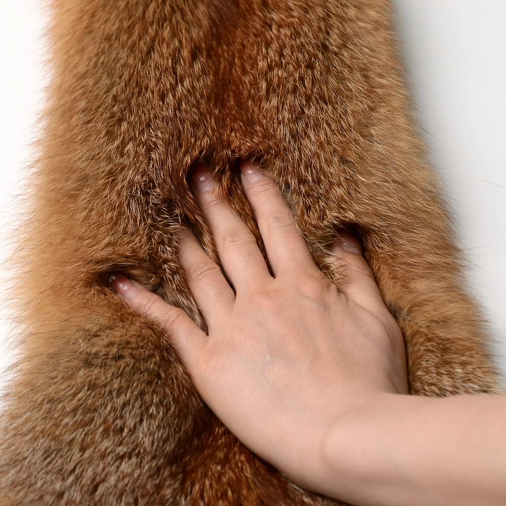 Natural Tanned Red Fox Pelts Hides Fur Fox Skin Hides for Fly Tying DIY Crafts Fur Coats Trapping Fur Taxidermy Decor 44-49 inch Red Brown