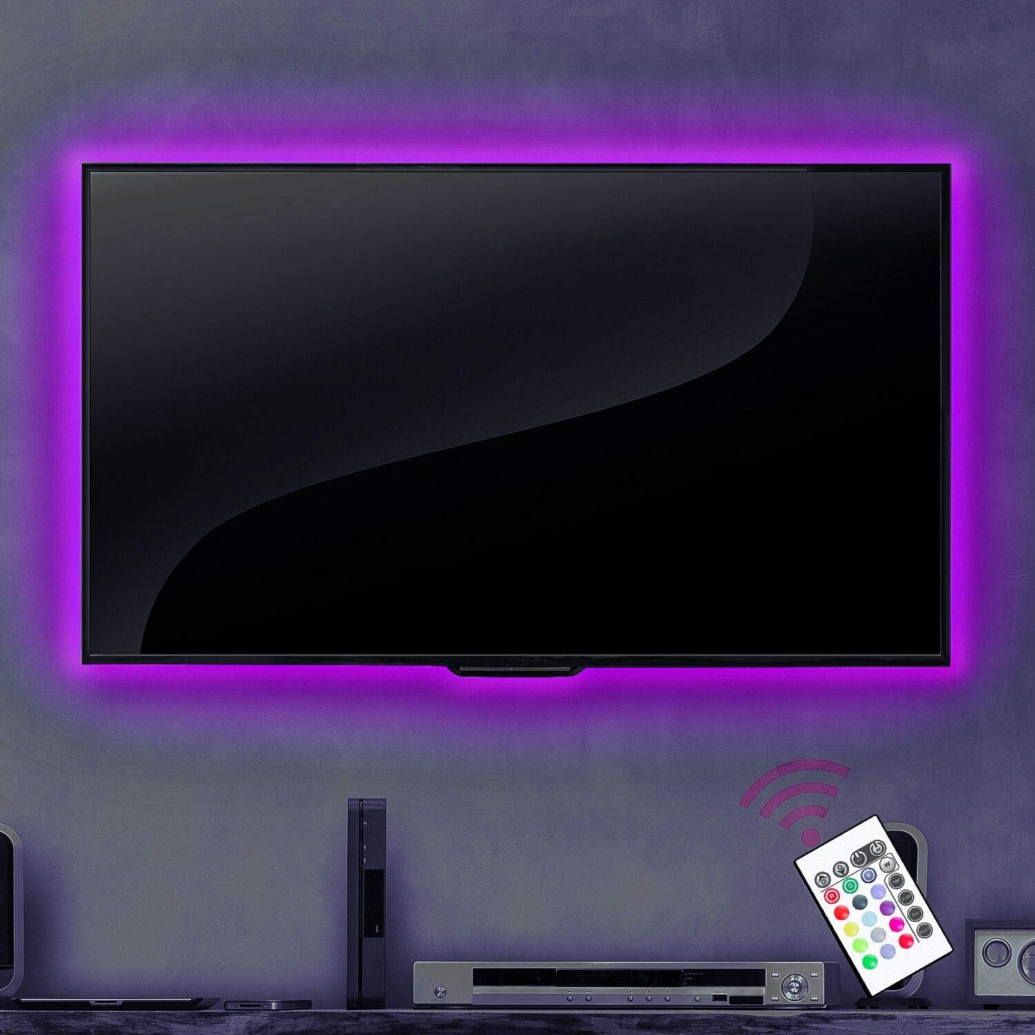 TV Bias Lighting USB Powered LED Light Strip for 65 70 Inches TV Back Decor 20 Color Options Dimmable Remote