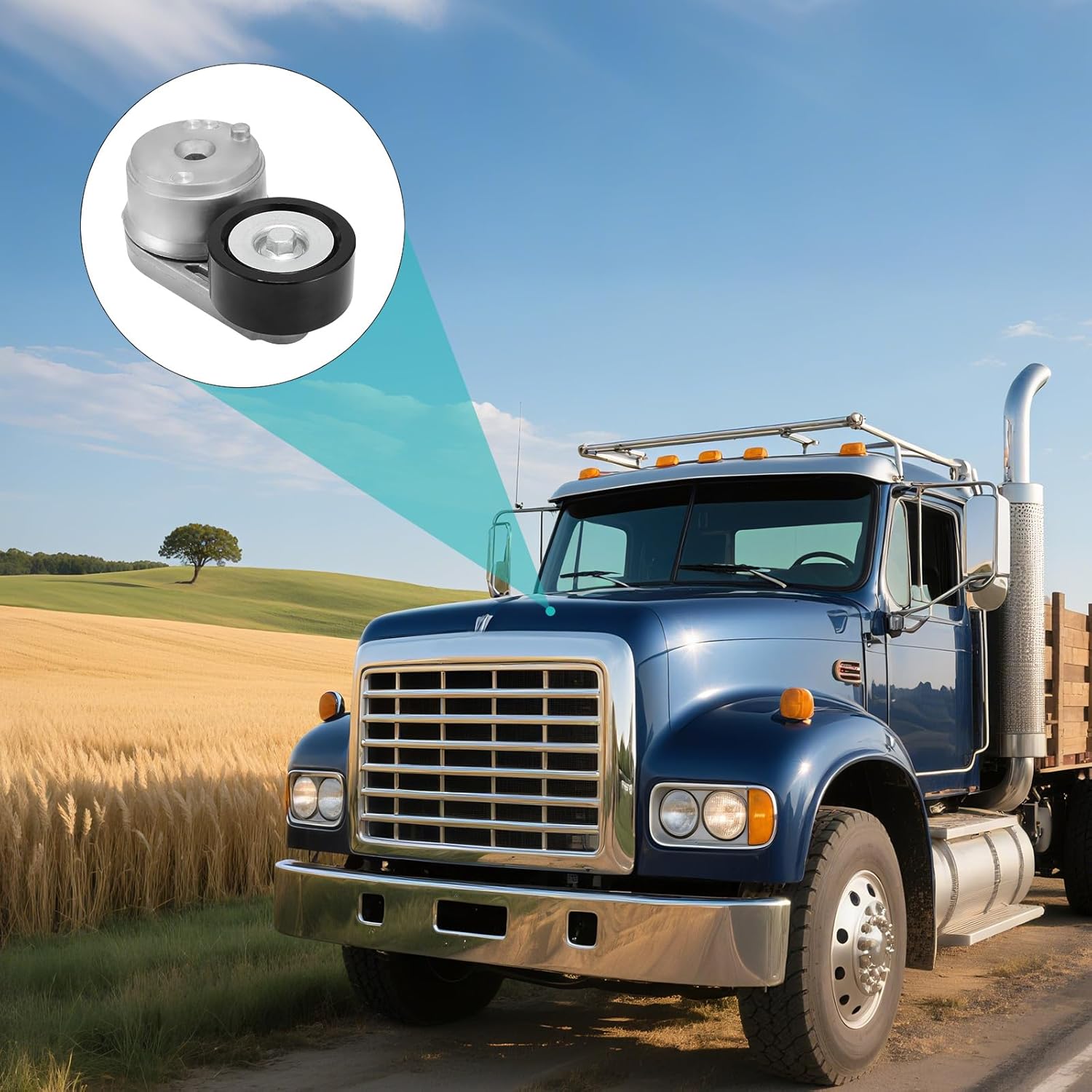 38501 Belt Tensioner Assembly with Pulley For Freightliner Argosy 1999-2011,Columbia 2000-2011,M2 112 2009-2010,Cascadia 2008-2009,Coronado 2002-2009,Century Class 1999-2008 Classic 070803451