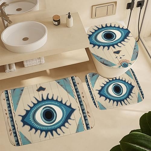 Miniatura 6 de Juego de 4 cortinas de ducha de baño, juegos de baño con alfombras (tapete de baño, forma de U y tapa de inodoro), juego de decoración de baño