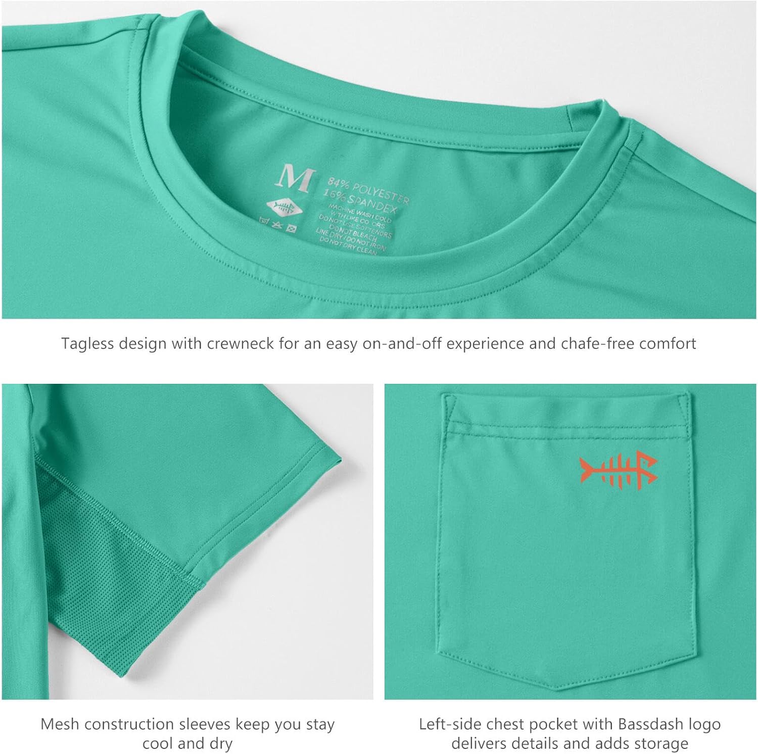 BASSDASH Men’s UPF 50+ Performance Short Sleeve Pocket T-Shirt UV Sun Protection Fishing Hiking Kayaking Sports Shirts - Image 5