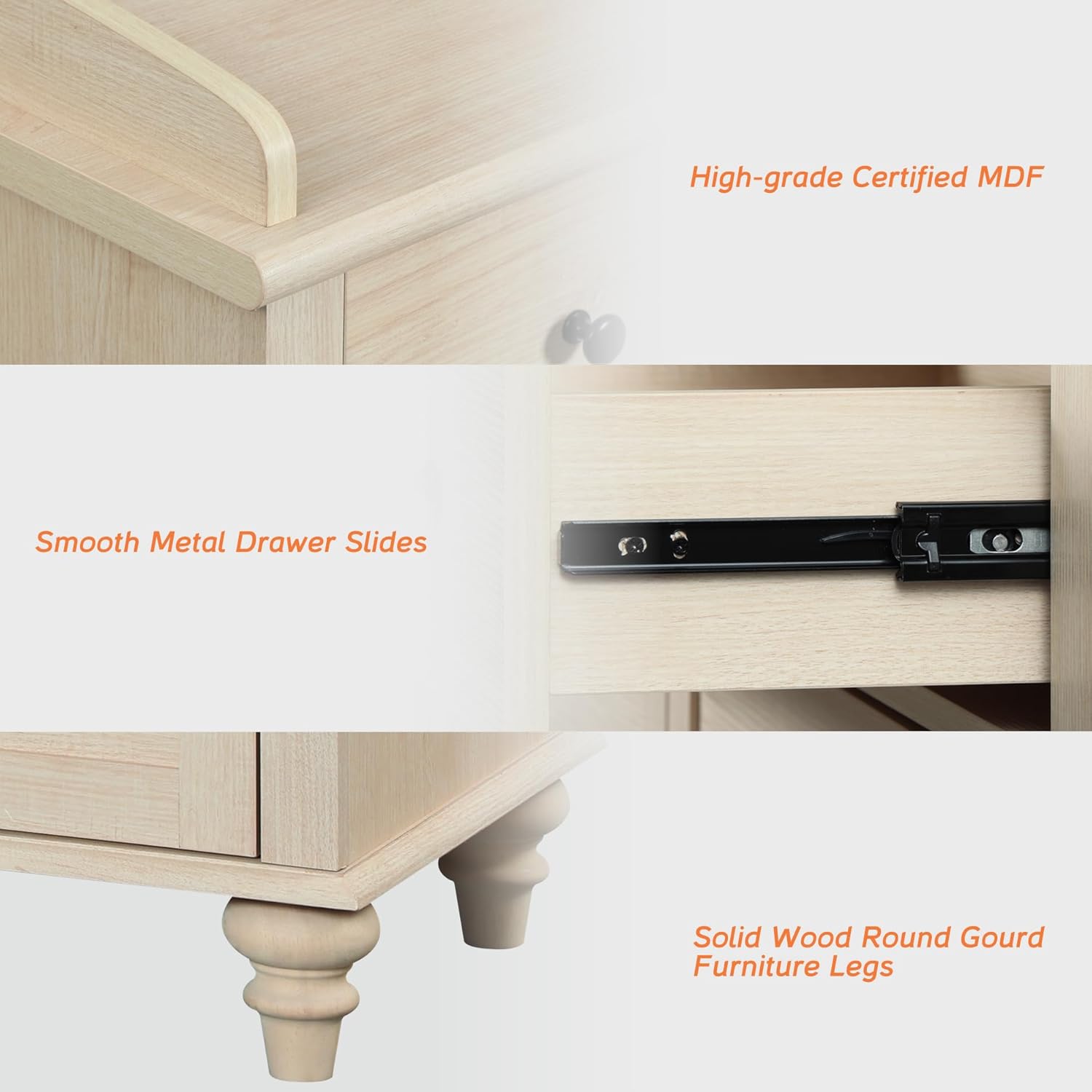 WAMPAT Beige Baby Dresser with 6 Drawers for Kids Room, Kids Dressers Wooden Double Dresser for Bedroom, Chest of Drawers Storage Organizer for Nursery Furniture