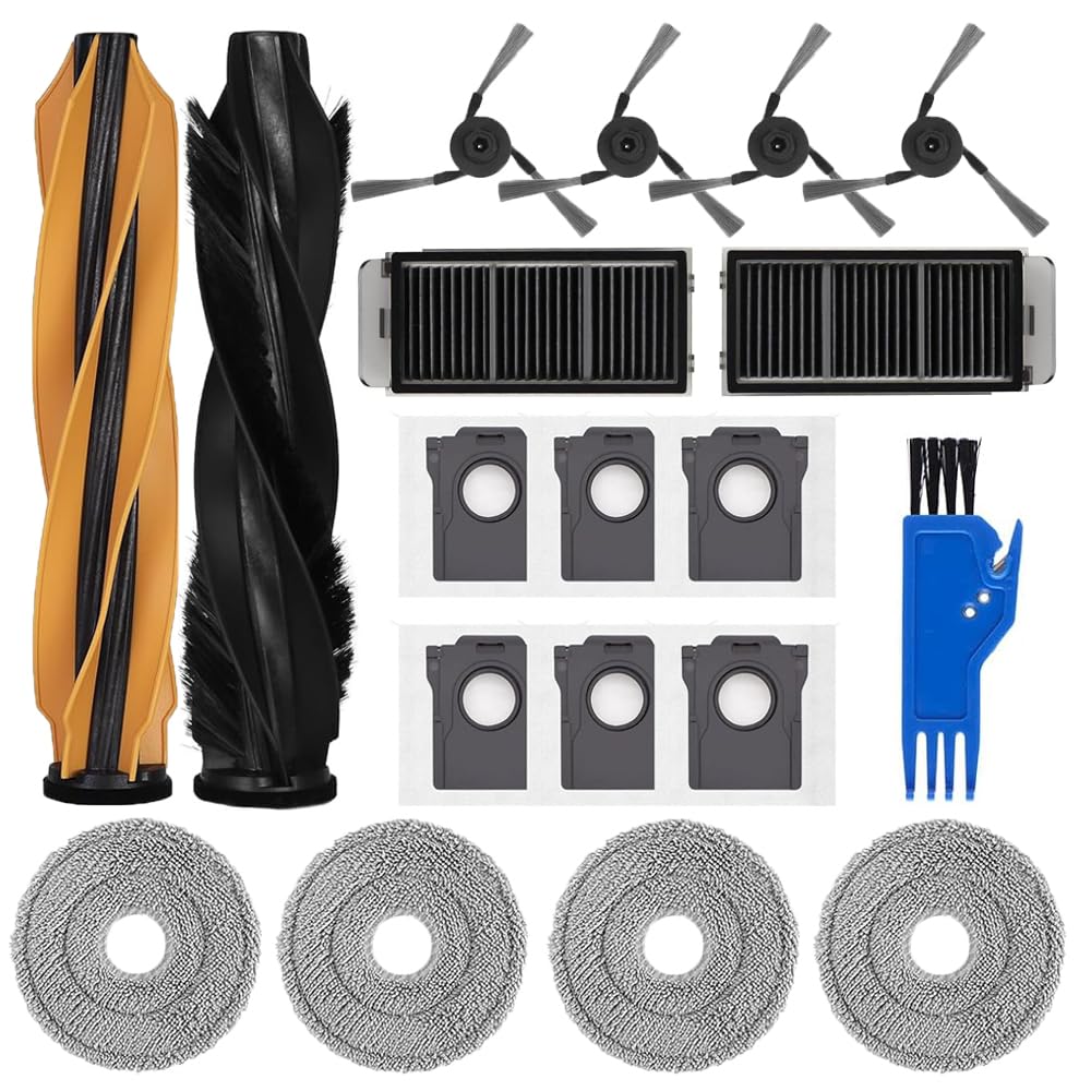 Accessories for Dréame X50 Ultra/L50 Pro/L40s Pro Ultra/MOVA V50/P50s Ultra Robot Vacuum Cleaner, 19 Replacement Parts 2 Main Brushes, 2 Filters, 4 Side Brushes, 4 Mops, 6 Bags
