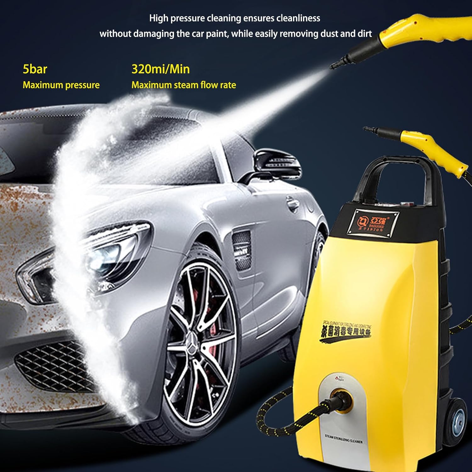 3.5L High - Temp Steam Engine Cleaner: 3000W High - Pressure Multi - Use Steam Washer for Home, Car Washing & AC Cleaning, w/Continuous Steam, 6 Accessories & 40 - sec Heat - Up.