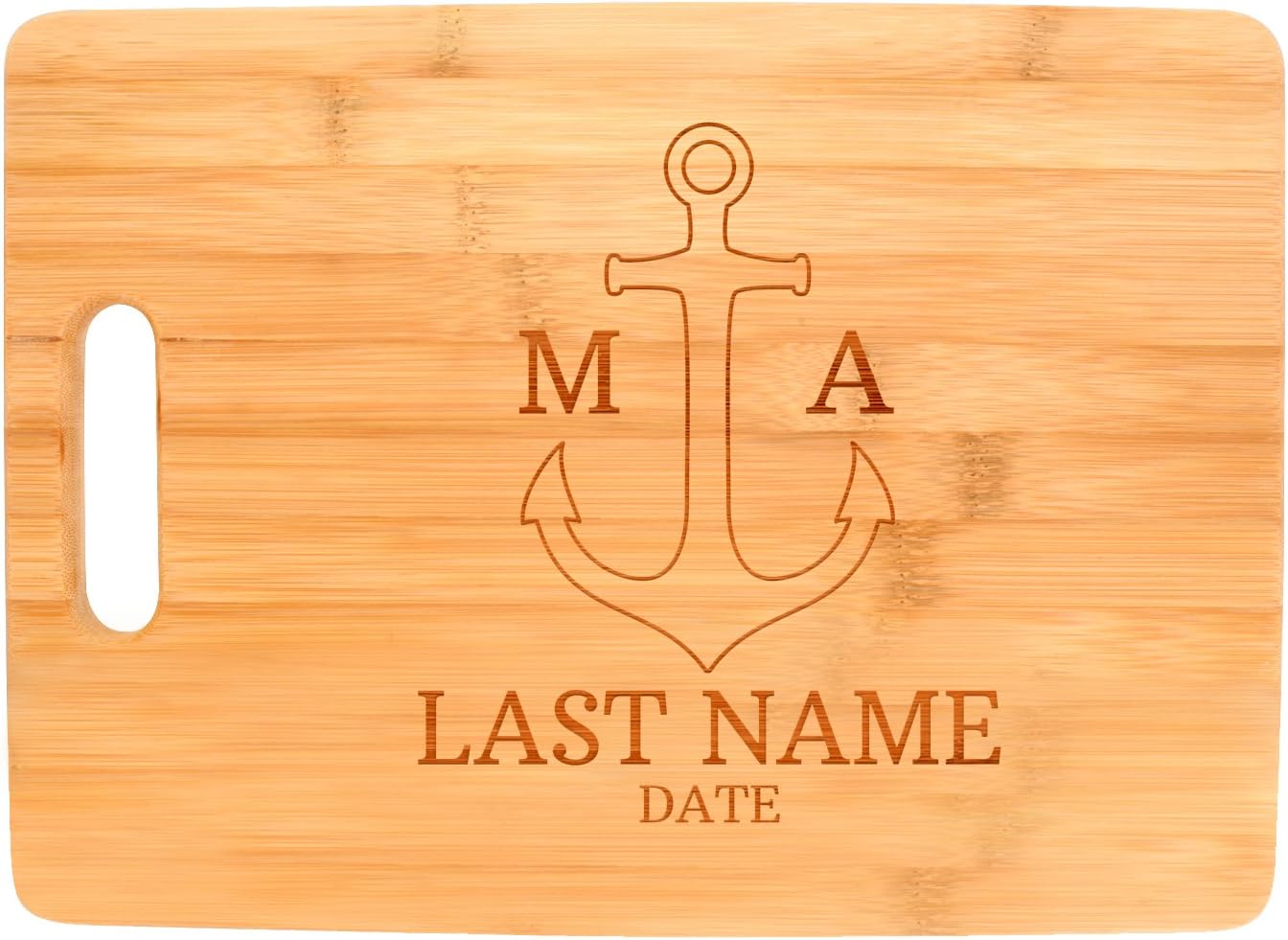 Customized Nautical Anchor Family Name Engagement Gift Personalized Paddle Shaped Wood Serving Board