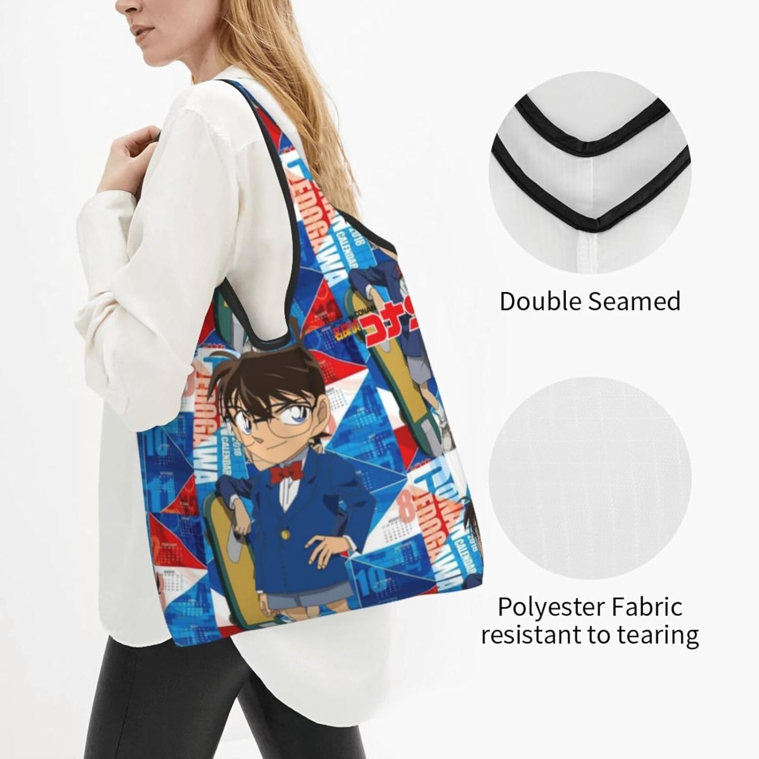 [Tioebnd] コナン 軽量片肩掛けコンビニエンスバッグ 大容量 折りたたみ ショルダーバッグ メンズ レディース 通勤通学