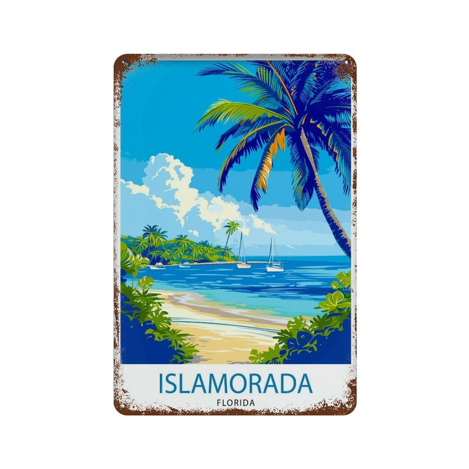 xiaoxiaoshen Islamorada Florida Village of Islands Keys Tropical Paradise Coastal Escape Work Wall Decor Art Metal Tin Poster Modern Home Decor Art Home Bar Shop Decorations Vintage Sign 30x20cm