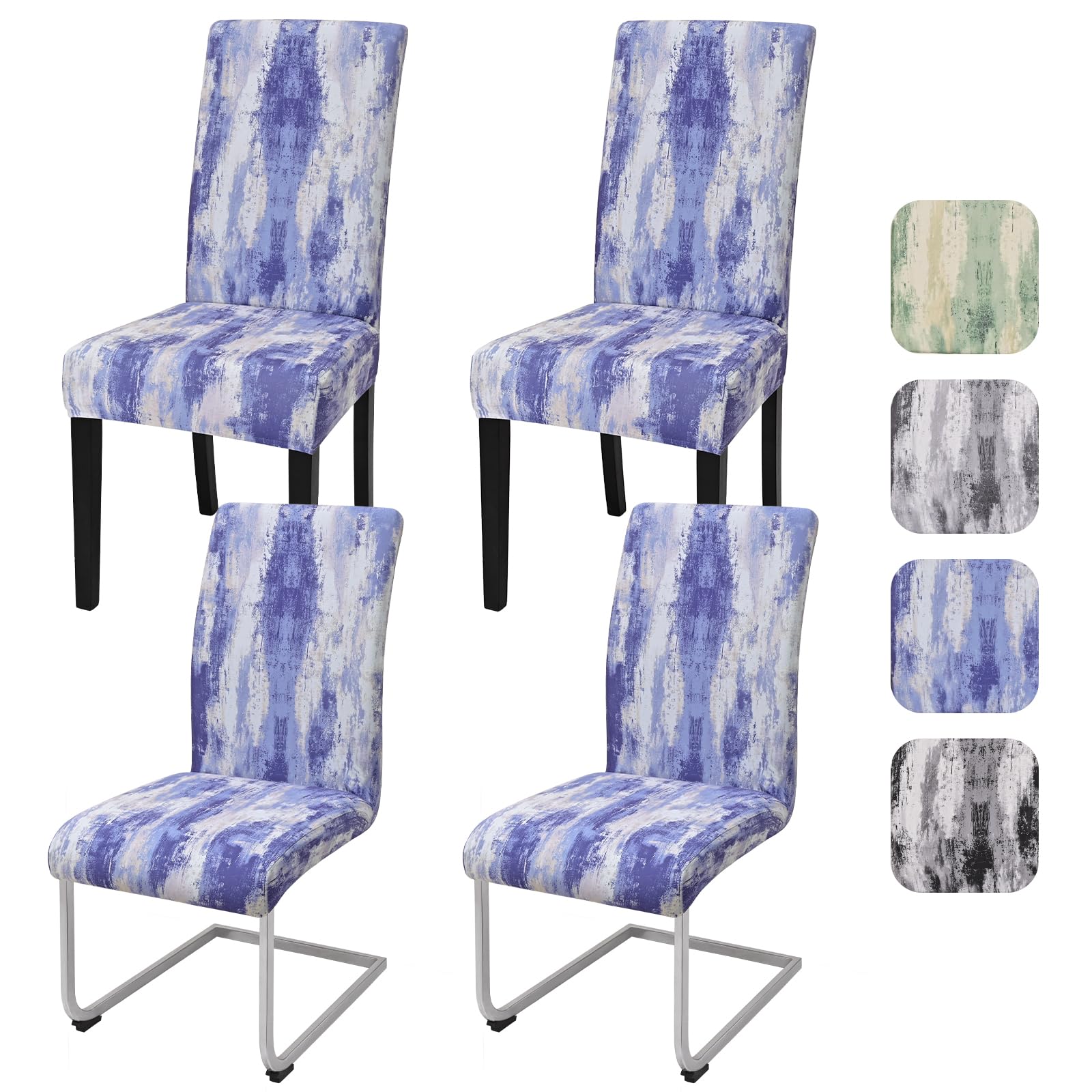 Alishomtll Dining Chair Covers Set of 4 Stretch Chair Covers for Dining Chairs Abstract Watercolor Wash Chair Slipcovers Elastic Removable Reusable Washable Chair Protector for Dining Room (Blue 4pcs) — image 1