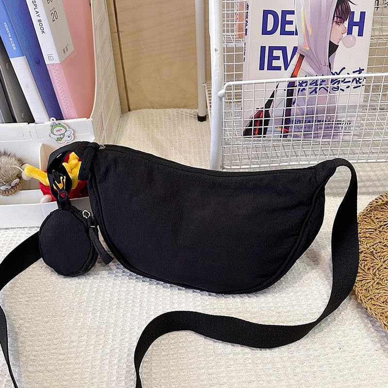 Nylon Crescent Crossbody Bag for Women Purses Trendy Men,Small Travel Sling Bag Hobo - Image 7