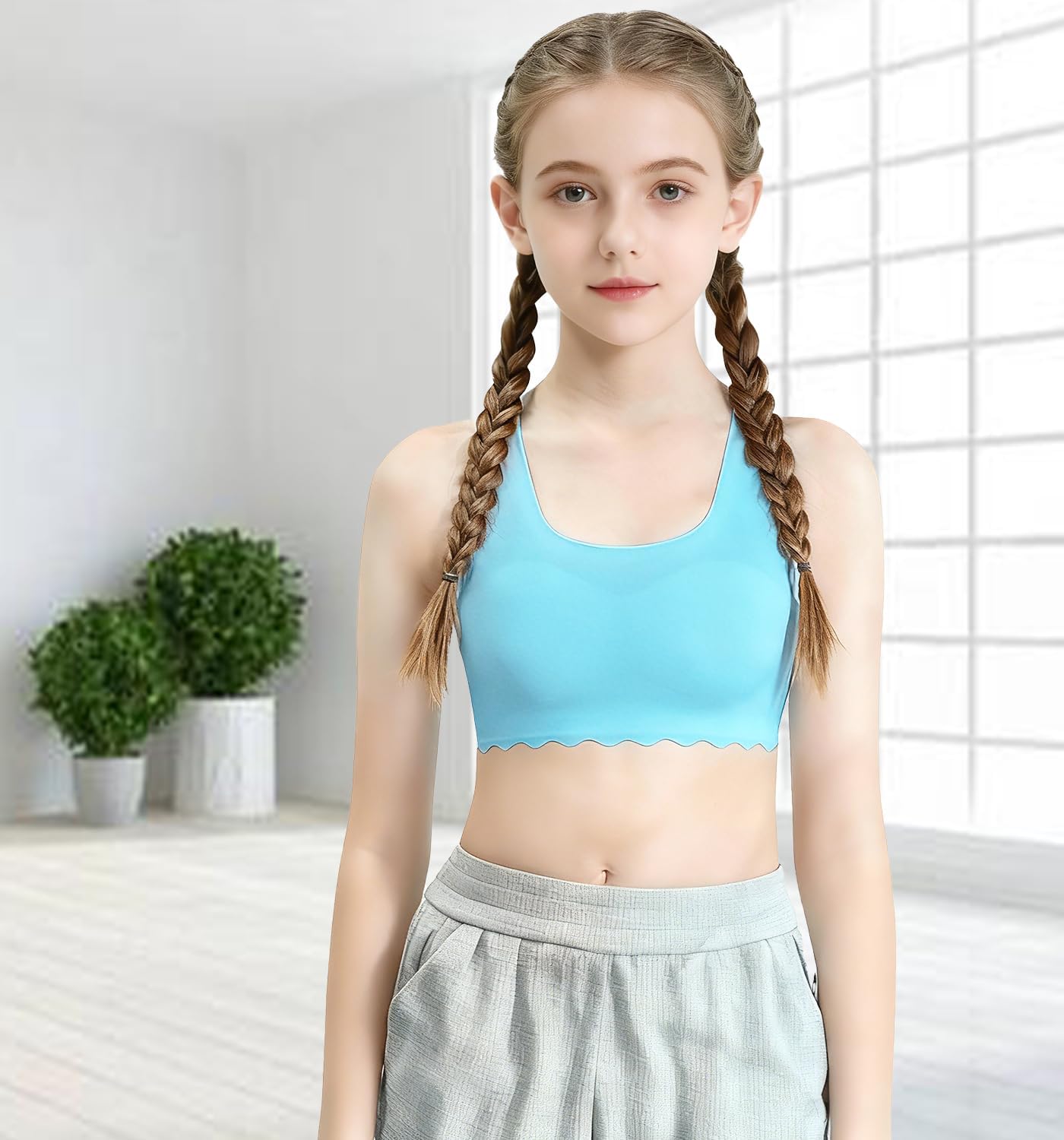 Demifill Girls Seamless Sport Bras&Panties for Teens Girls Training Bras with Panties Sets Multipack